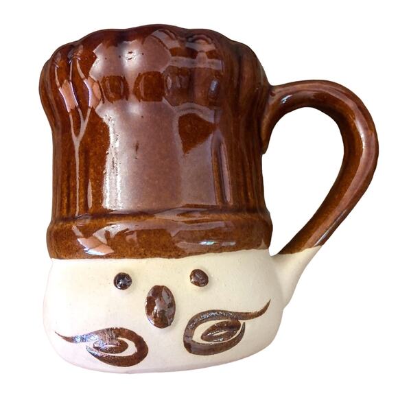 Takahashi Le Chef Coffee Mug Vintage Ceramic Stoneware Brown Mug - Picture 1 of 3